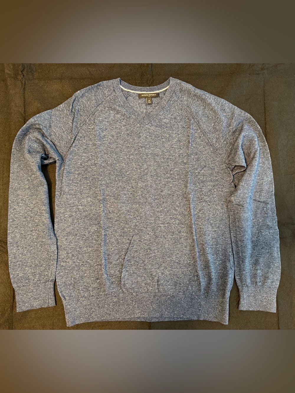 Banana Republic Men's Marled Navy V-Neck Sweater
